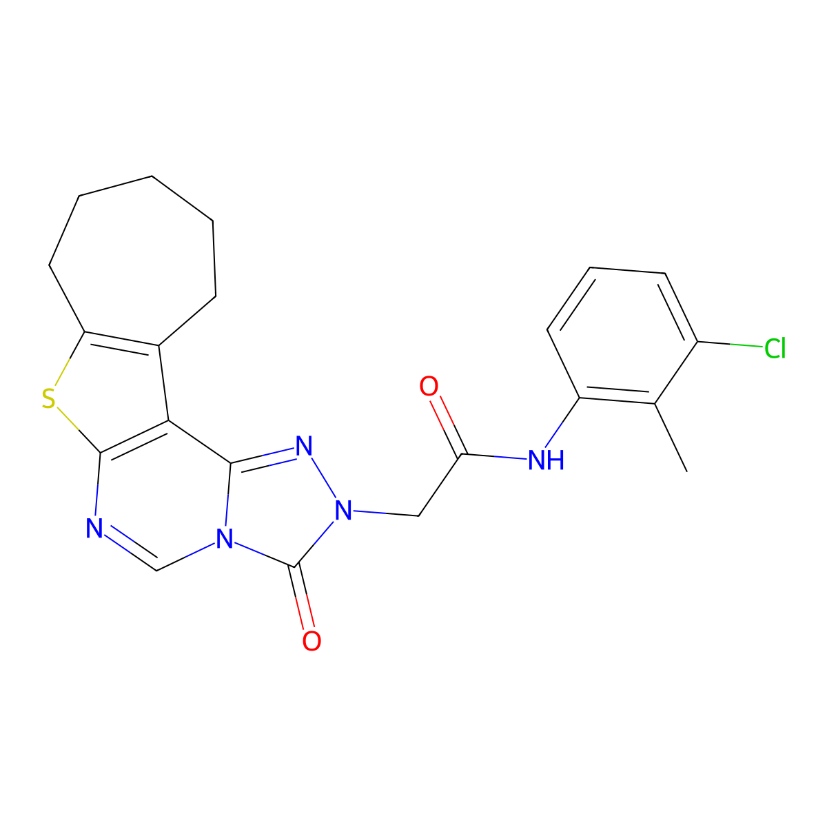 N-(3-chloro-2-methylphenyl)-2-{14-oxo-9-thia-11,13,15,16-tetraazatetracyclo[8.7.0.0^{2,8}.0^{13,17}]heptadeca-1(10),2(8),11,16-tetraen-15-yl}acetamide molecular structure, CAS 1207055-88-6