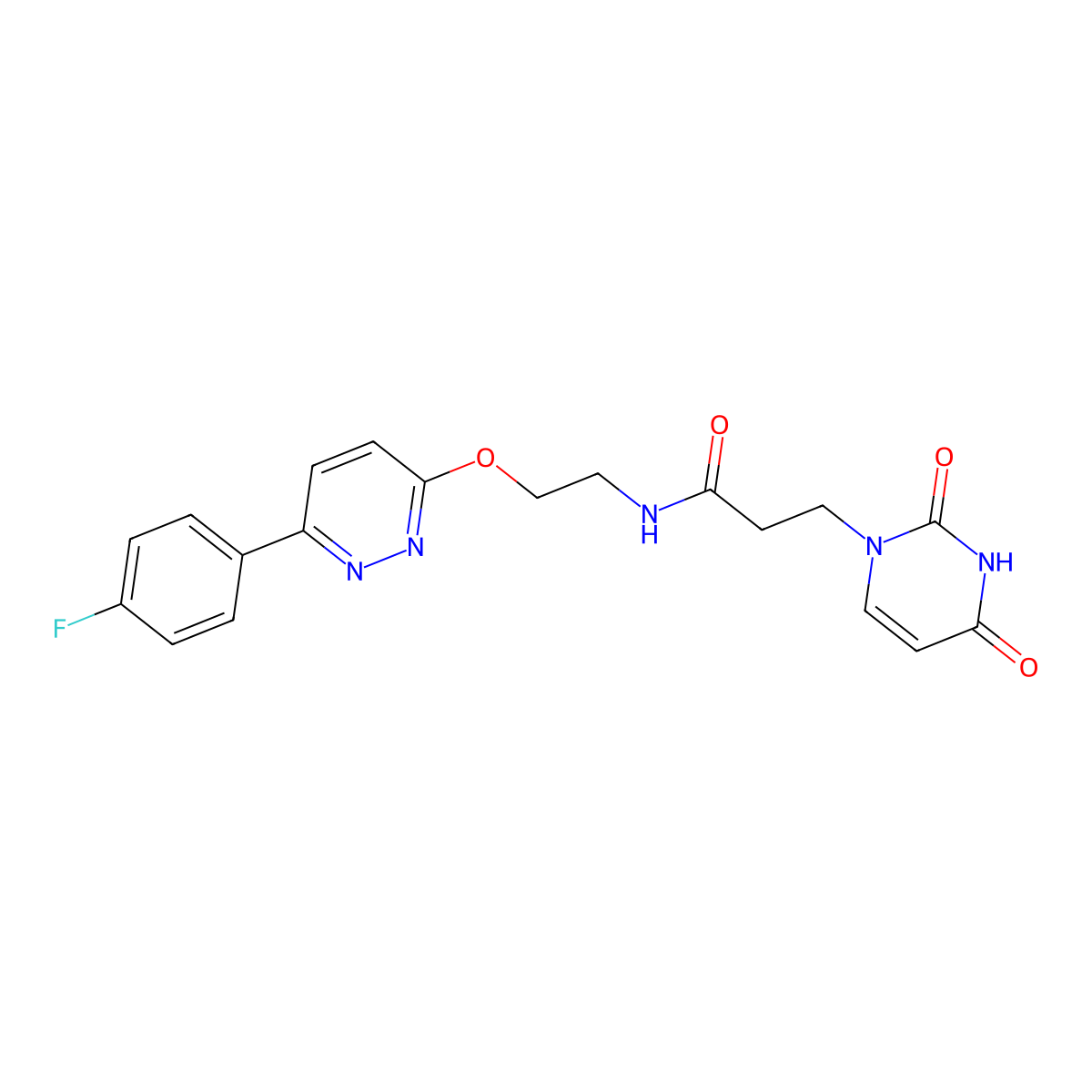 3-(2,4-dioxo-3,4-dihydropyrimidin-1(2H)-yl)-N-(2-((6-(4-fluorophenyl)pyridazin-3-yl)oxy)ethyl)propanamide molecular structure, CAS 1207055-89-7