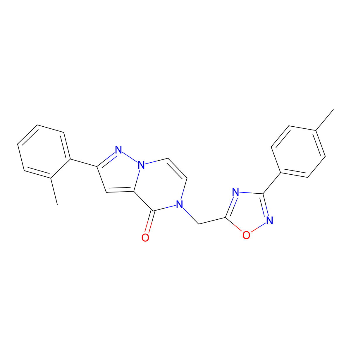 2-(o-tolyl)-5-((3-(p-tolyl)-1,2,4-oxadiazol-5-yl)methyl)pyrazolo[1,5-a]pyrazin-4(5H)-one molecular structure, CAS 1207055-90-0
