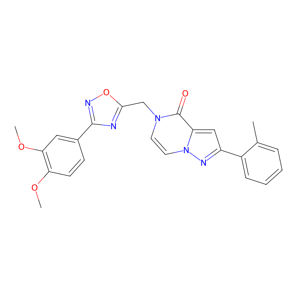 5-((3-(3,4-dimethoxyphenyl)-1,2,4-oxadiazol-5-yl)methyl)-2-(o-tolyl)pyrazolo[1,5-a]pyrazin-4(5H)-one molecular structure, CAS 1207055-93-3