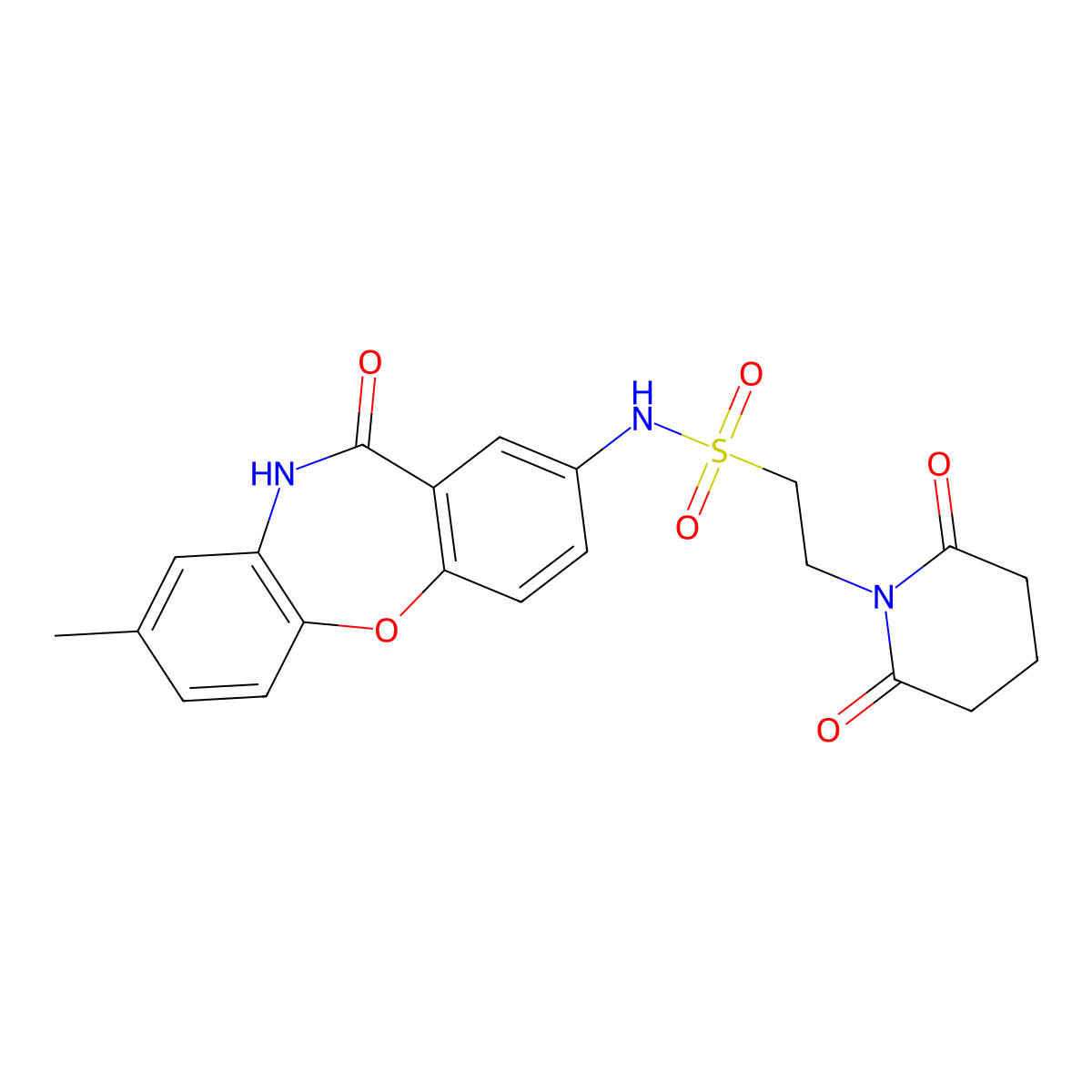 2-(2,6-dioxopiperidin-1-yl)-N-(8-methyl-11-oxo-10,11-dihydrodibenzo[b,f][1,4]oxazepin-2-yl)ethanesulfonamide molecular structure, CAS 1207055-97-7