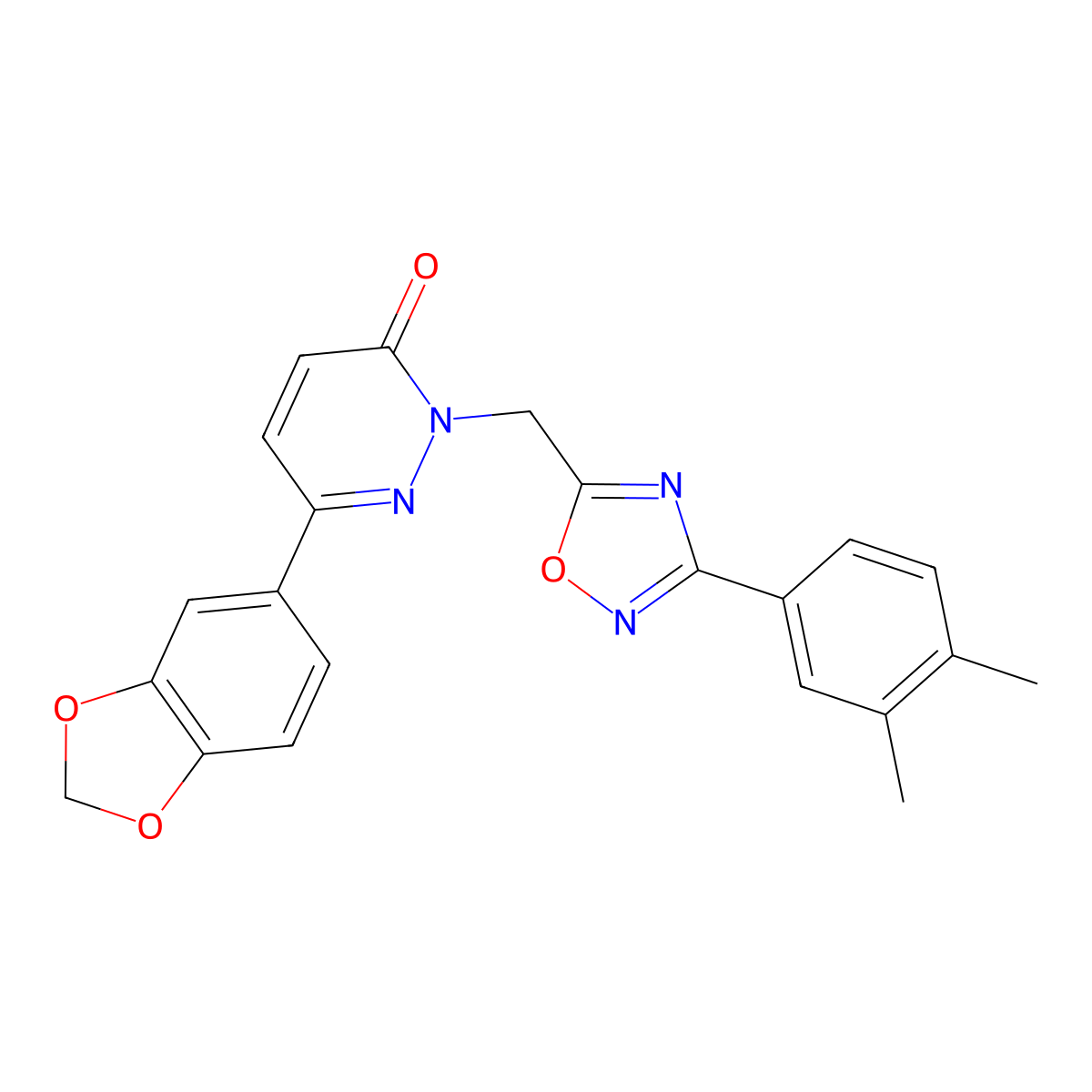 6-(2H-1,3-benzodioxol-5-yl)-2-{[3-(3,4-dimethylphenyl)-1,2,4-oxadiazol-5-yl]methyl}-2,3-dihydropyridazin-3-one molecular structure, CAS 1207055-98-8