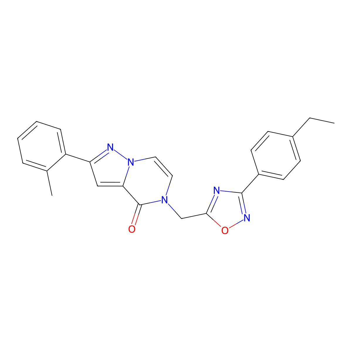 5-{[3-(4-ethylphenyl)-1,2,4-oxadiazol-5-yl]methyl}-2-(2-methylphenyl)-4H,5H-pyrazolo[1,5-a]pyrazin-4-one molecular structure, CAS 1207056-04-9
