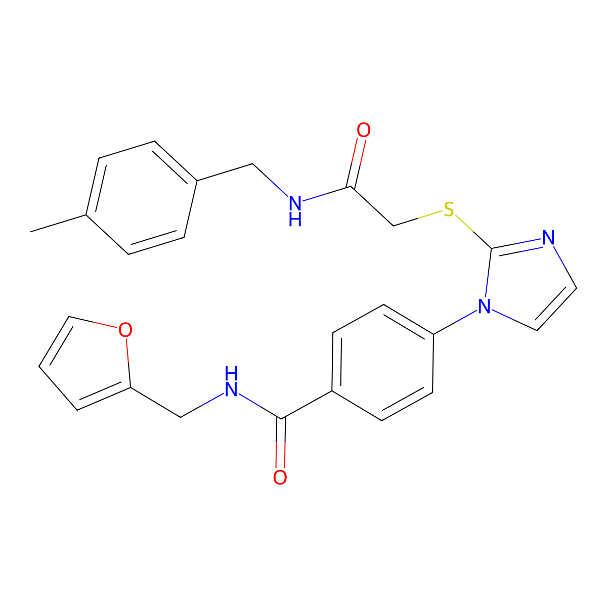 N-[(furan-2-yl)methyl]-4-{2-[({[(4-methylphenyl)methyl]carbamoyl}methyl)sulfanyl]-1H-imidazol-1-yl}benzamide molecular structure, CAS 1207056-06-1