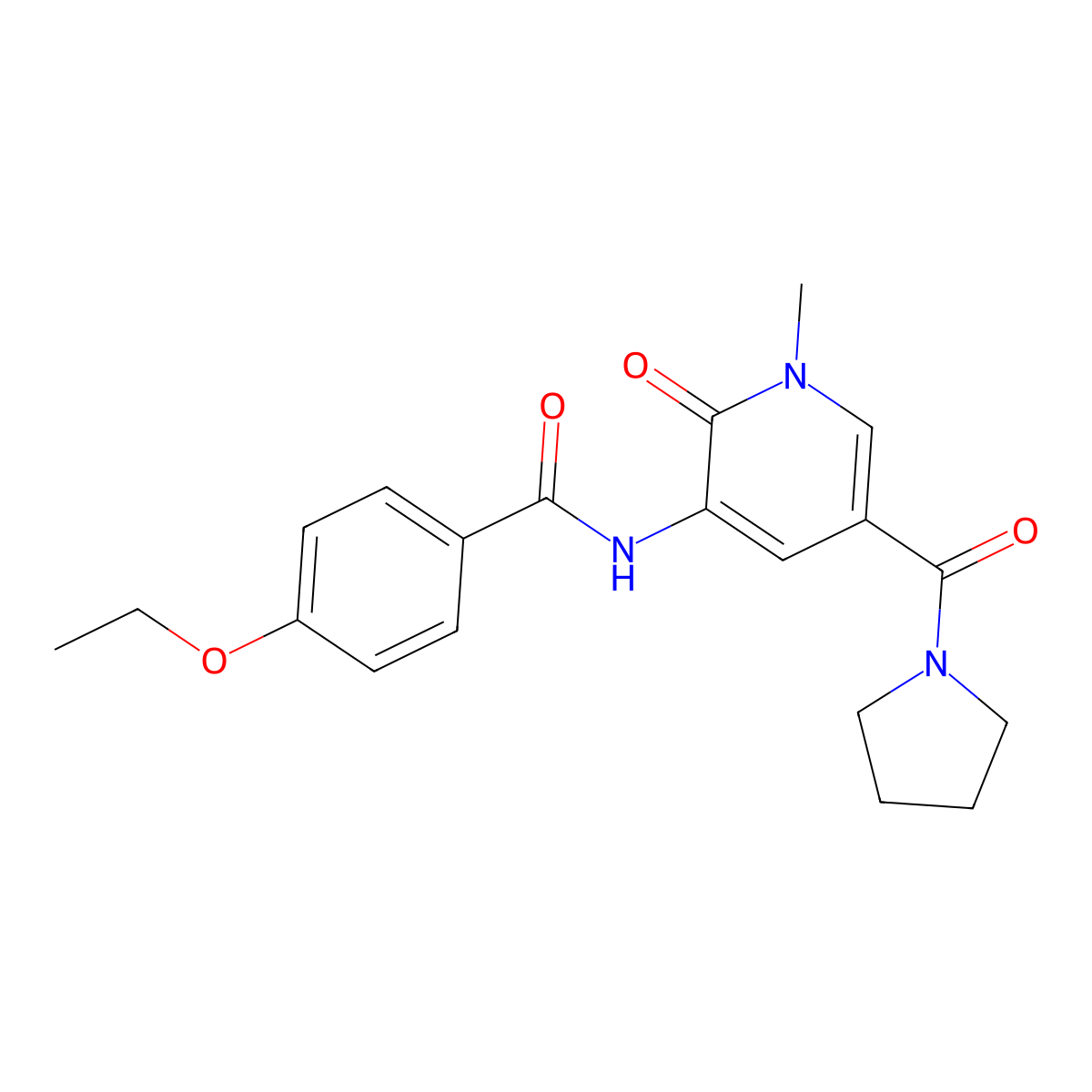 4-ethoxy-N-(1-methyl-2-oxo-5-(pyrrolidine-1-carbonyl)-1,2-dihydropyridin-3-yl)benzamide molecular structure, CAS 1207056-10-7