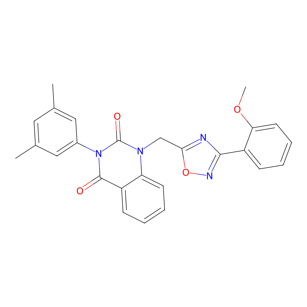3-(3,5-dimethylphenyl)-1-((3-(2-methoxyphenyl)-1,2,4-oxadiazol-5-yl)methyl)quinazoline-2,4(1H,3H)-dione molecular structure, CAS 1207056-13-0