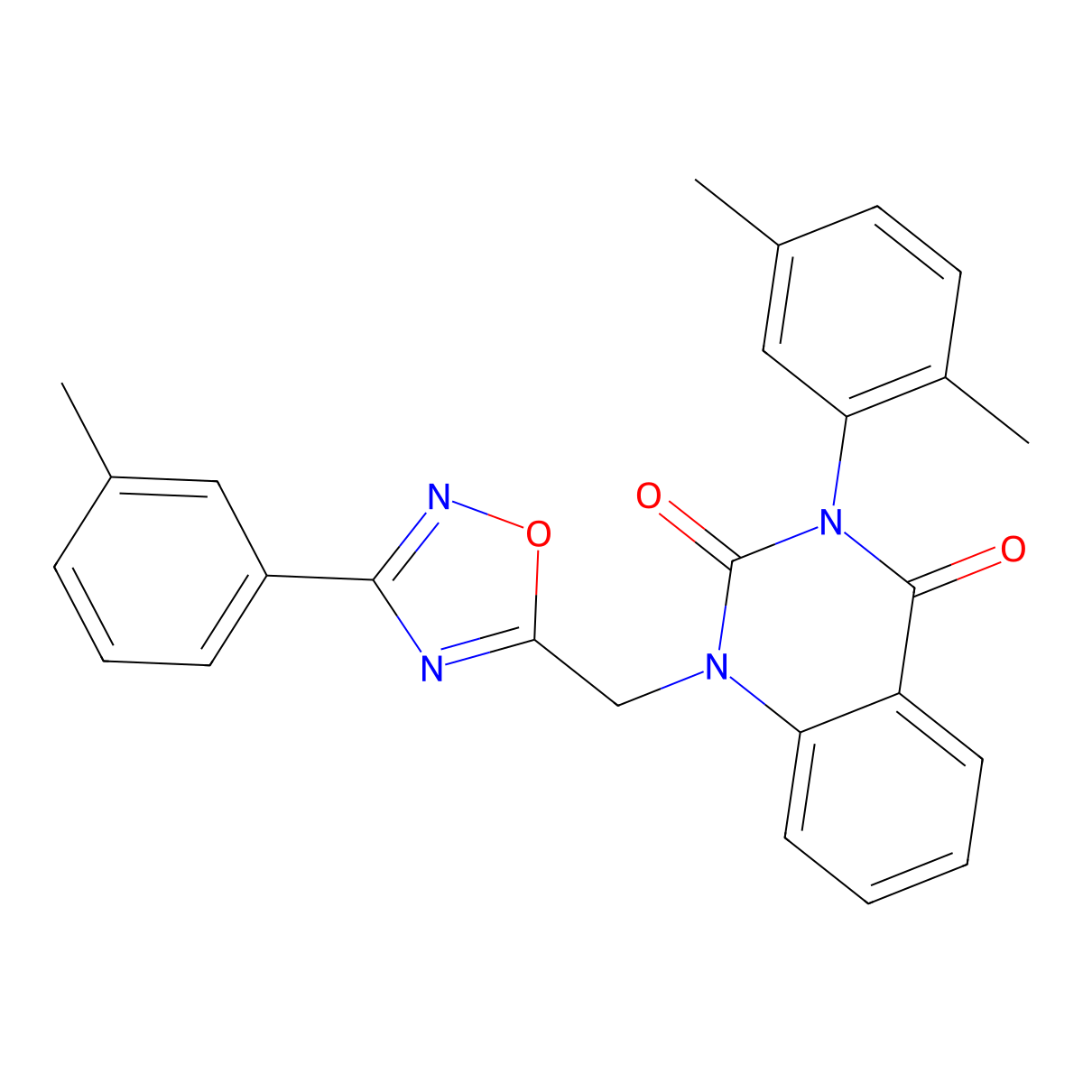 3-(2,5-dimethylphenyl)-1-((3-(m-tolyl)-1,2,4-oxadiazol-5-yl)methyl)quinazoline-2,4(1H,3H)-dione molecular structure, CAS 1207056-17-4