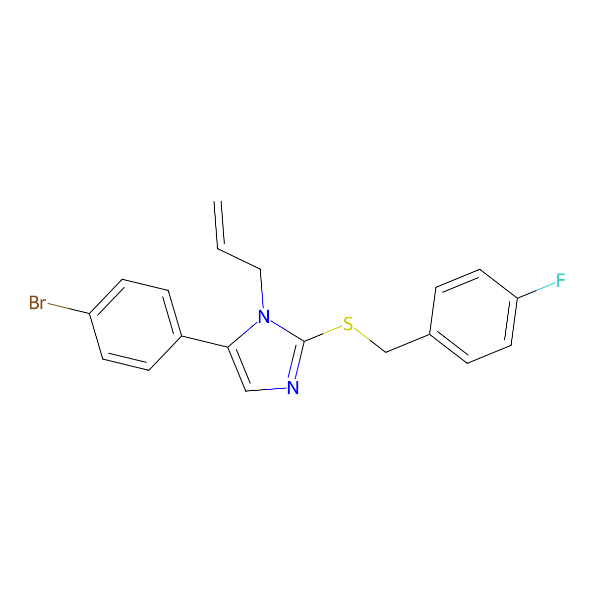 1-allyl-5-(4-bromophenyl)-2-((4-fluorobenzyl)thio)-1H-imidazole molecular structure, CAS 1207056-18-5