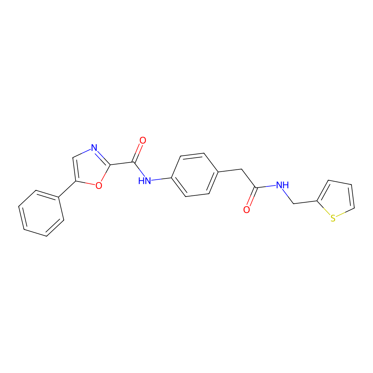 5-phenyl-N-[4-({[(thiophen-2-yl)methyl]carbamoyl}methyl)phenyl]-1,3-oxazole-2-carboxamide molecular structure, CAS 1207056-19-6