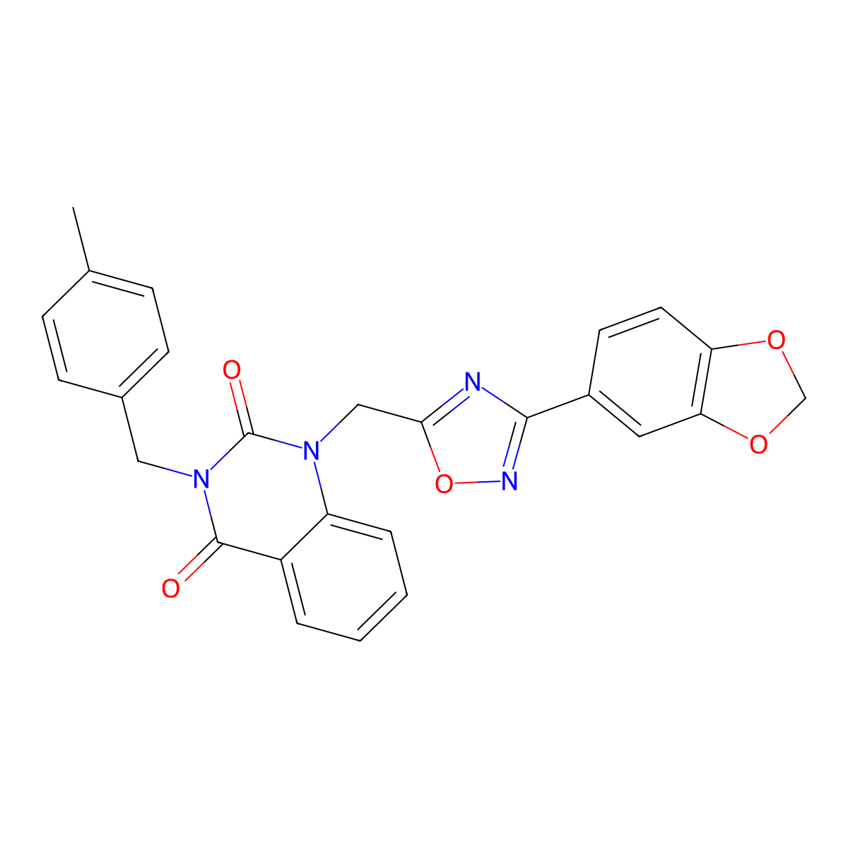 1-((3-(benzo[d][1,3]dioxol-5-yl)-1,2,4-oxadiazol-5-yl)methyl)-3-(4-methylbenzyl)quinazoline-2,4(1H,3H)-dione molecular structure, CAS 1207056-26-5