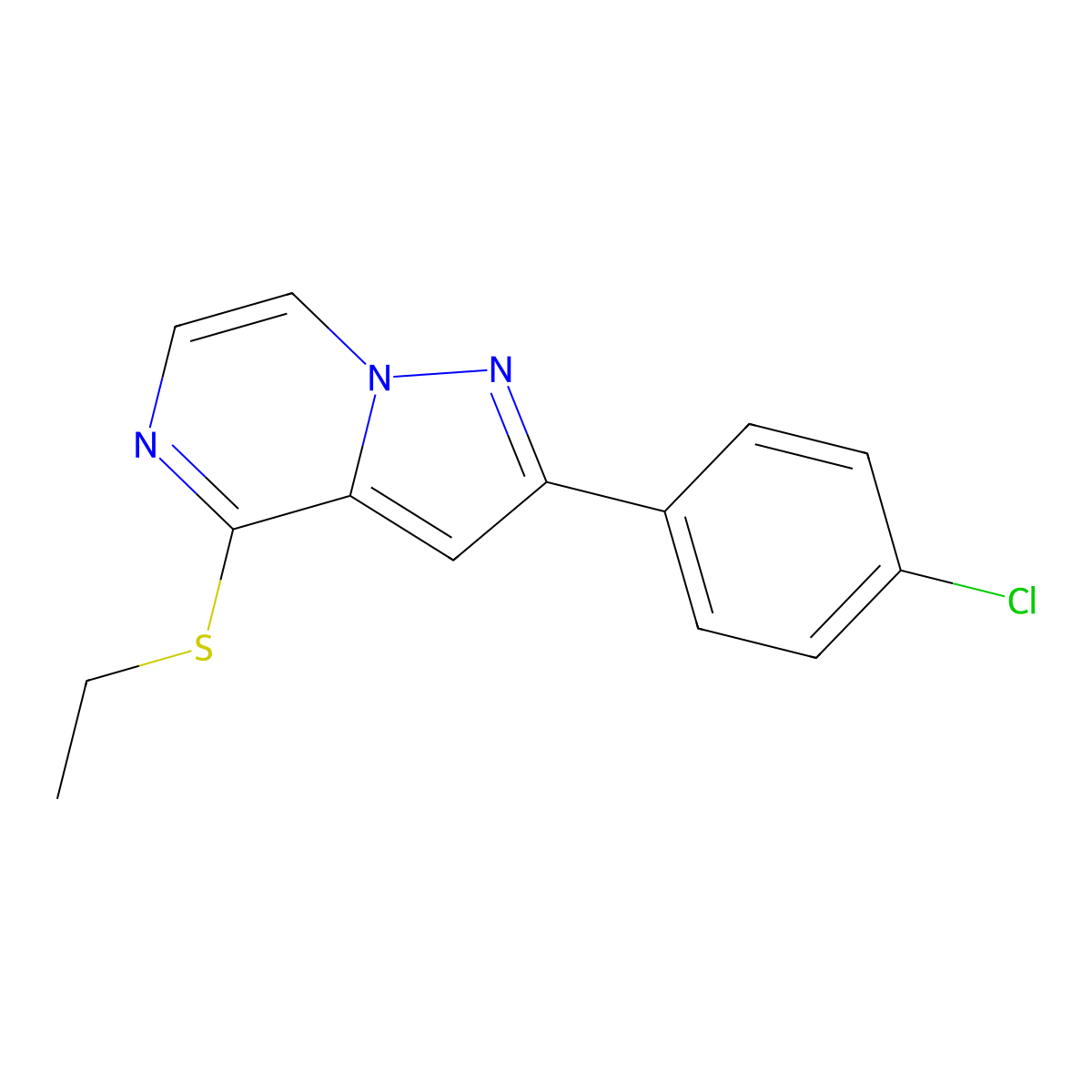 2-(4-Chlorophenyl)-4-(ethylthio)pyrazolo[1,5-a]pyrazine molecular structure, CAS 1207056-28-7