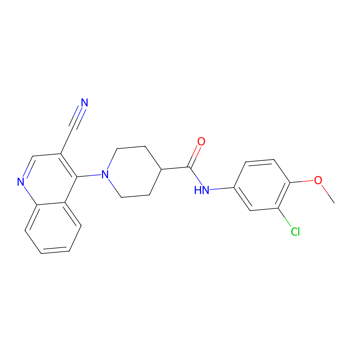 N-(3-chloro-4-methoxyphenyl)-1-(3-cyanoquinolin-4-yl)piperidine-4-carboxamide molecular structure, CAS 1207056-30-1