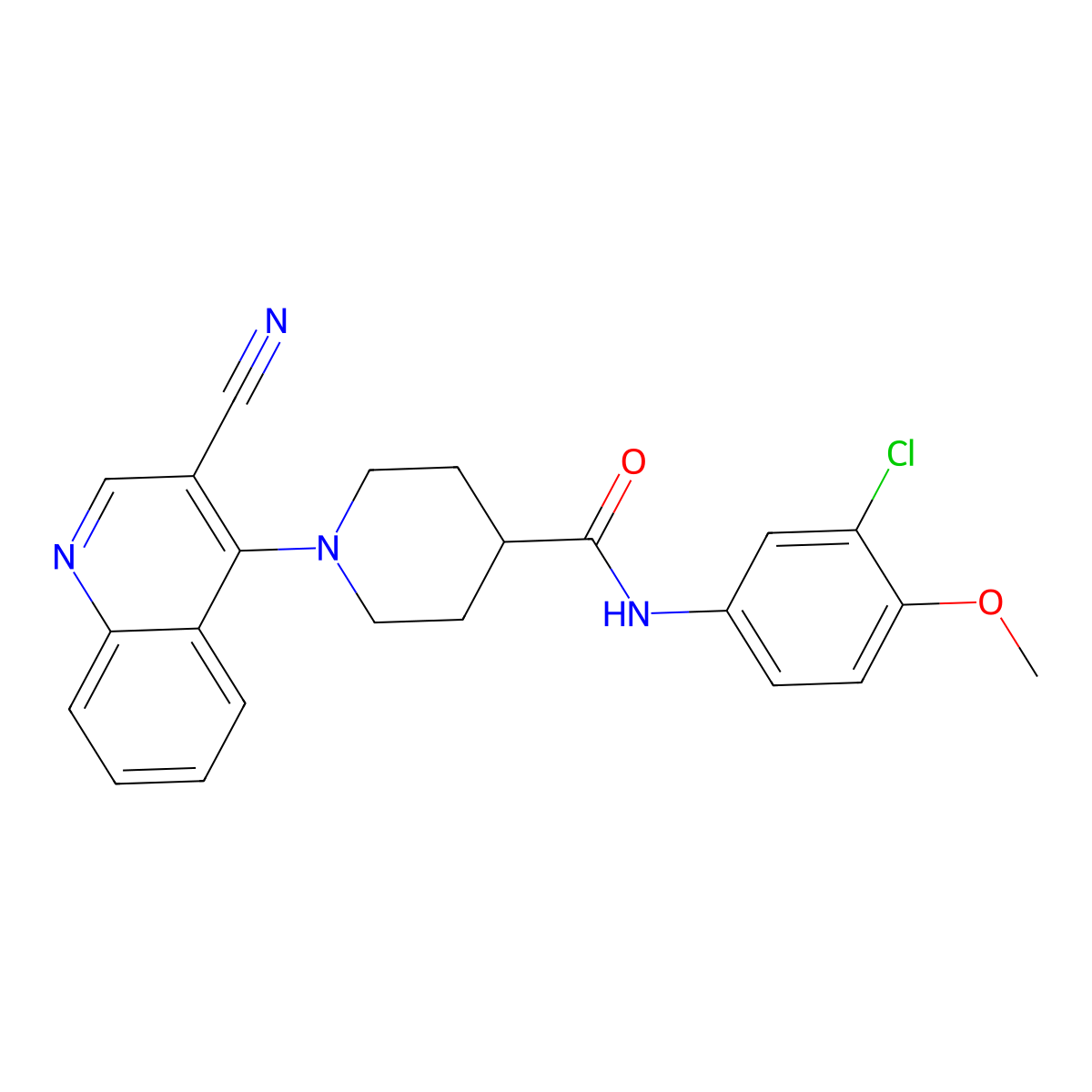 N-(3-chloro-4-methoxyphenyl)-1-(3-cyanoquinolin-4-yl)piperidine-4-carboxamide molecular structure, CAS 1207056-30-1