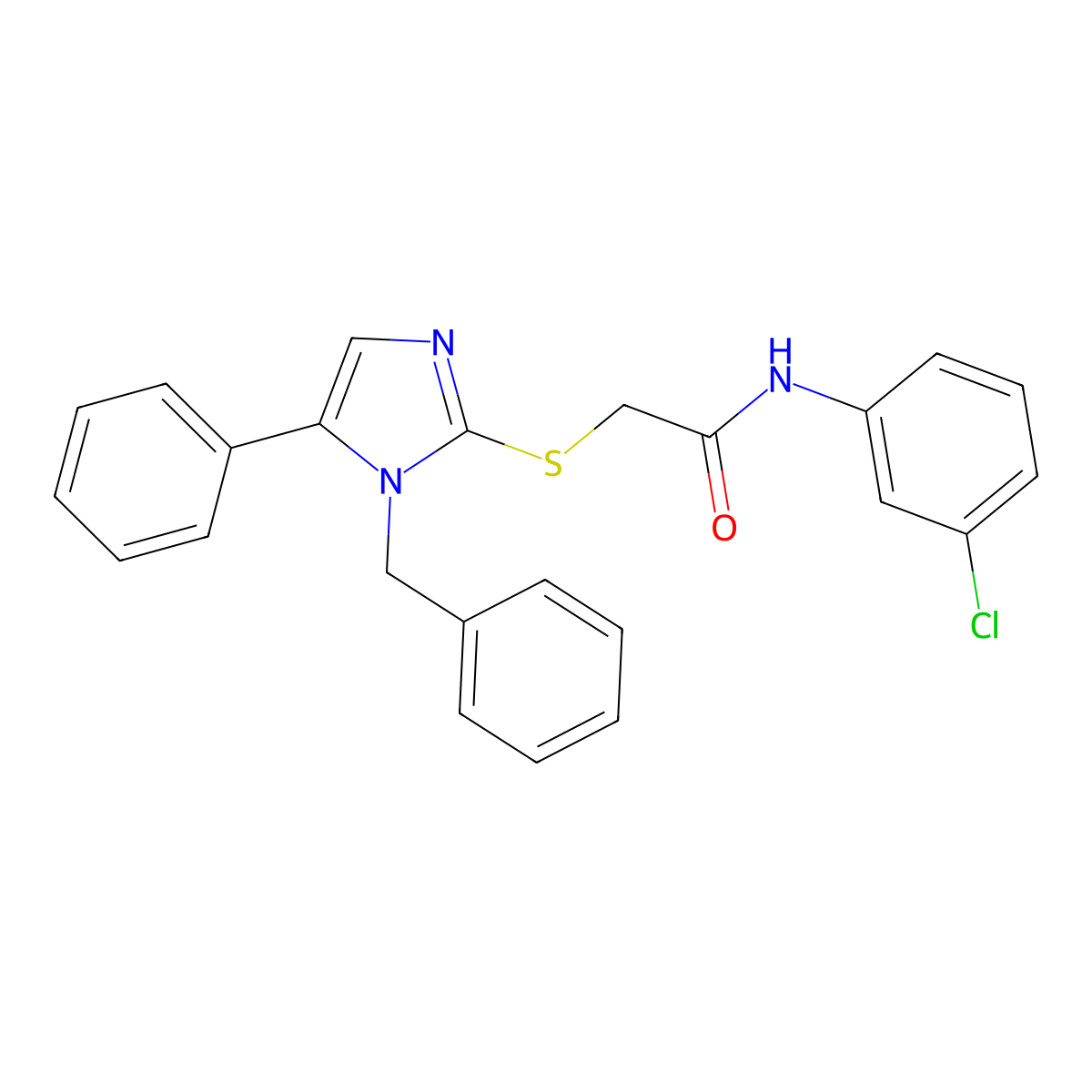 2-((1-benzyl-5-phenyl-1H-imidazol-2-yl)thio)-N-(3-chlorophenyl)acetamide molecular structure, CAS 1207056-44-7