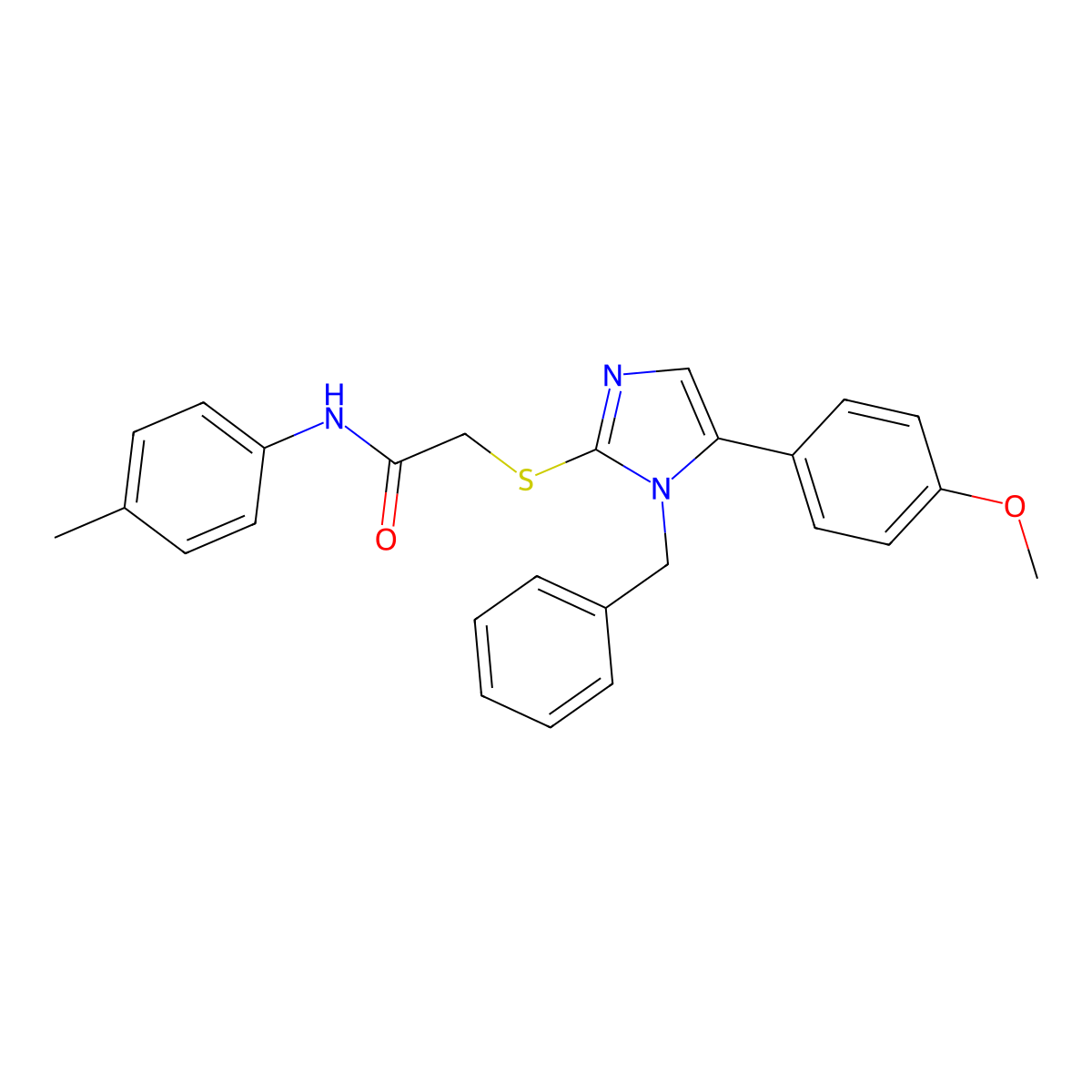 2-((1-benzyl-5-(4-methoxyphenyl)-1H-imidazol-2-yl)thio)-N-(p-tolyl)acetamide molecular structure, CAS 1207056-48-1