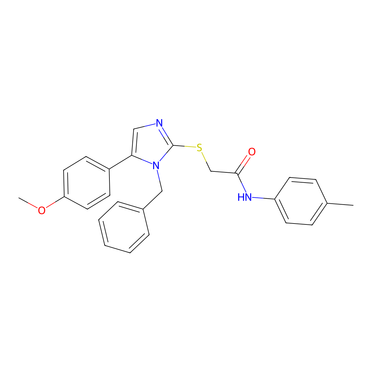 2-((1-benzyl-5-(4-methoxyphenyl)-1H-imidazol-2-yl)thio)-N-(p-tolyl)acetamide molecular structure, CAS 1207056-48-1