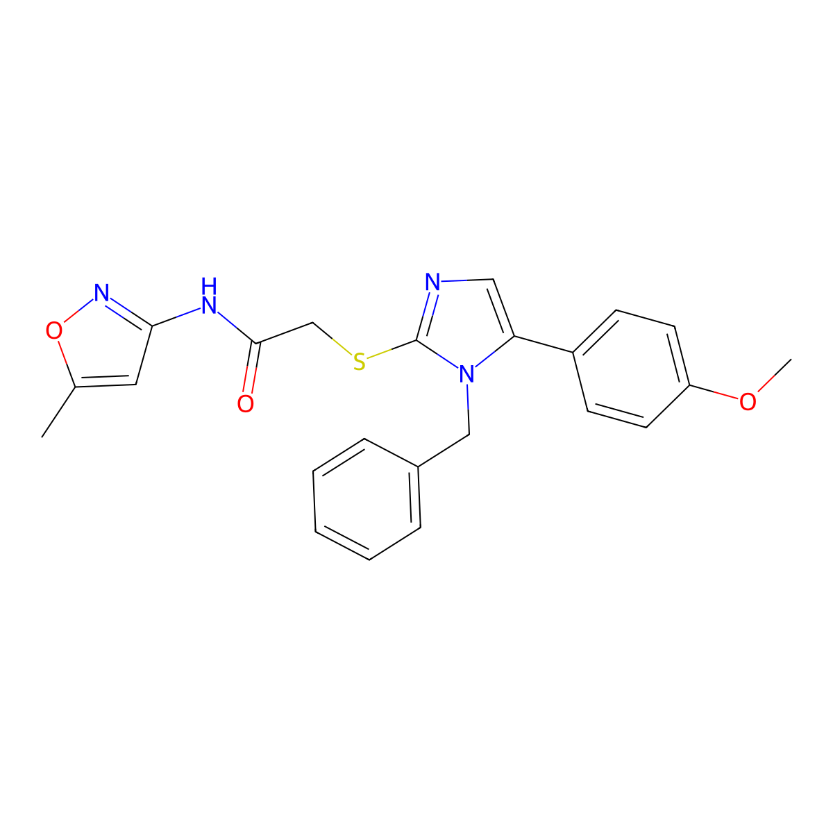 2-((1-benzyl-5-(4-methoxyphenyl)-1H-imidazol-2-yl)thio)-N-(5-methylisoxazol-3-yl)acetamide molecular structure, CAS 1207056-53-8