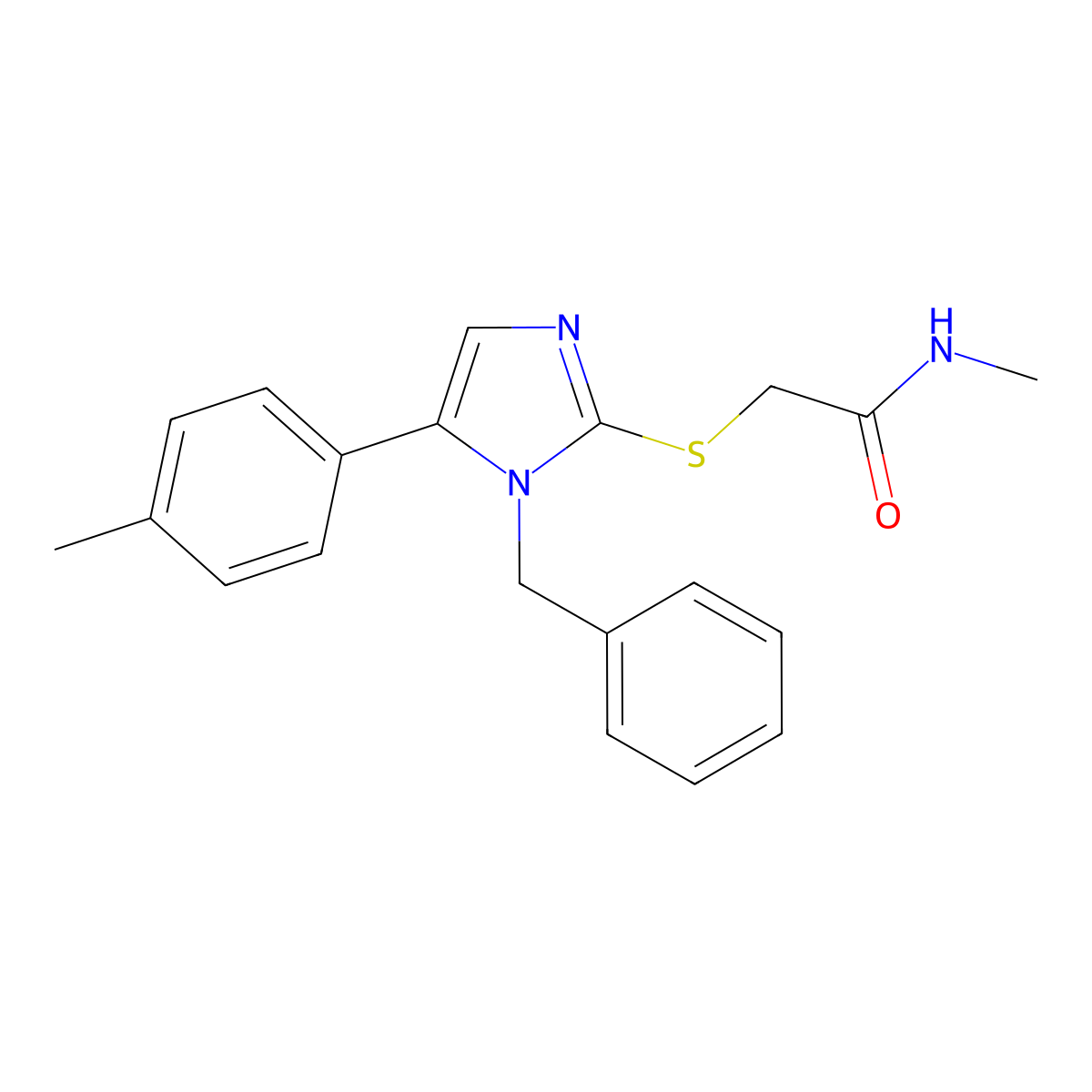 2-((1-benzyl-5-(p-tolyl)-1H-imidazol-2-yl)thio)-N-methylacetamide molecular structure, CAS 1207056-57-2