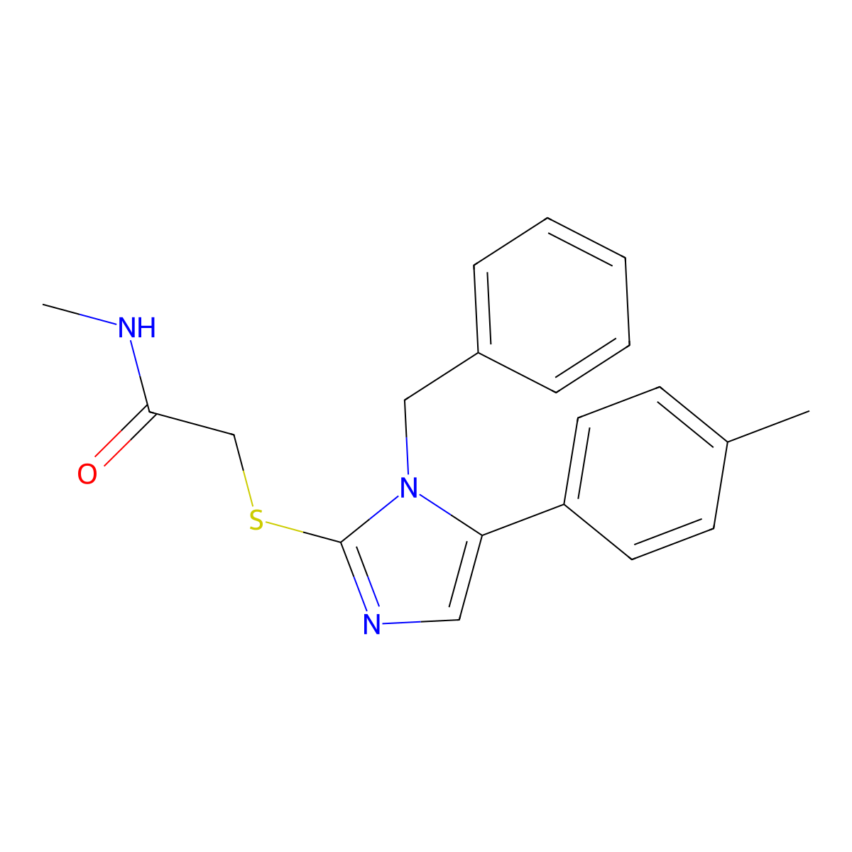 2-((1-benzyl-5-(p-tolyl)-1H-imidazol-2-yl)thio)-N-methylacetamide molecular structure, CAS 1207056-57-2