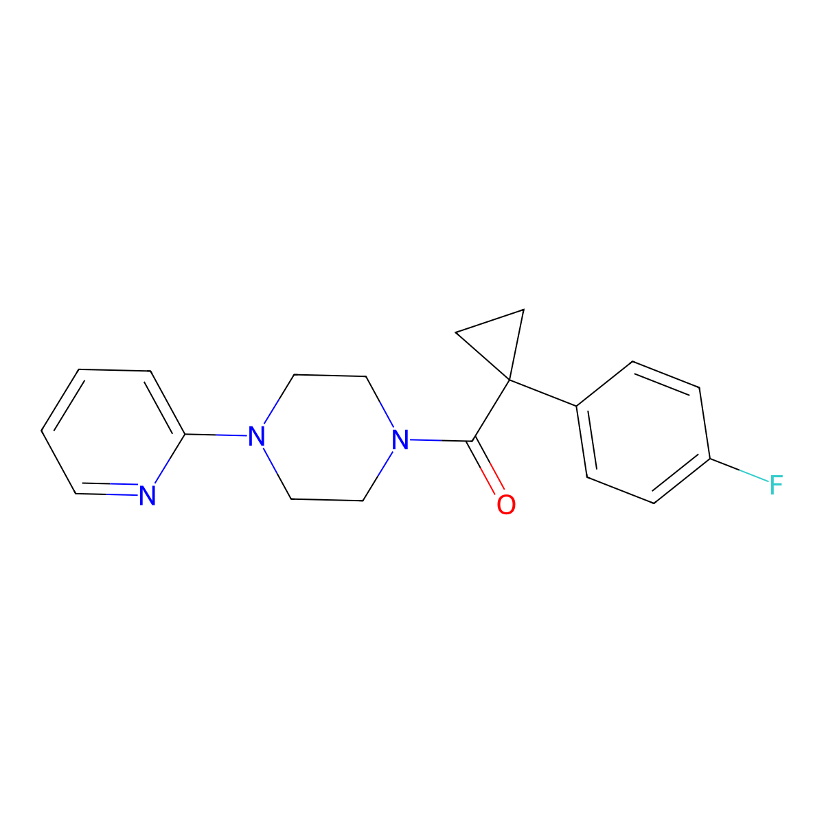 (1-(4-Fluorophenyl)cyclopropyl)(4-(pyridin-2-yl)piperazin-1-yl)methanone molecular structure, CAS 1207056-63-0