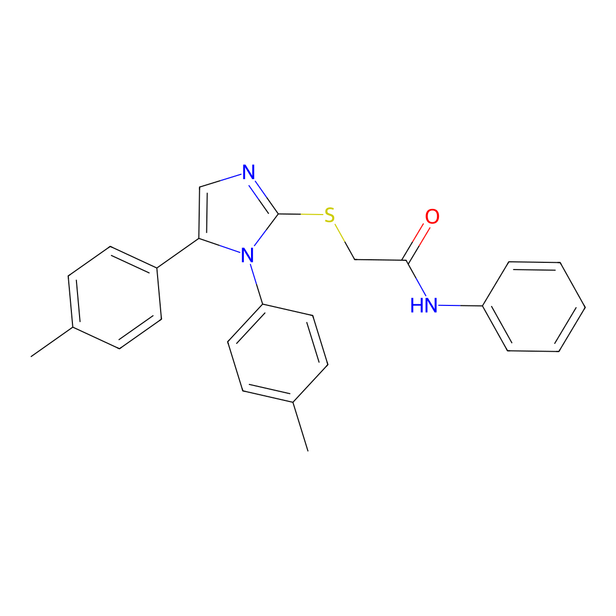 2-((1,5-di-p-tolyl-1H-imidazol-2-yl)thio)-N-phenylacetamide molecular structure, CAS 1207056-74-3