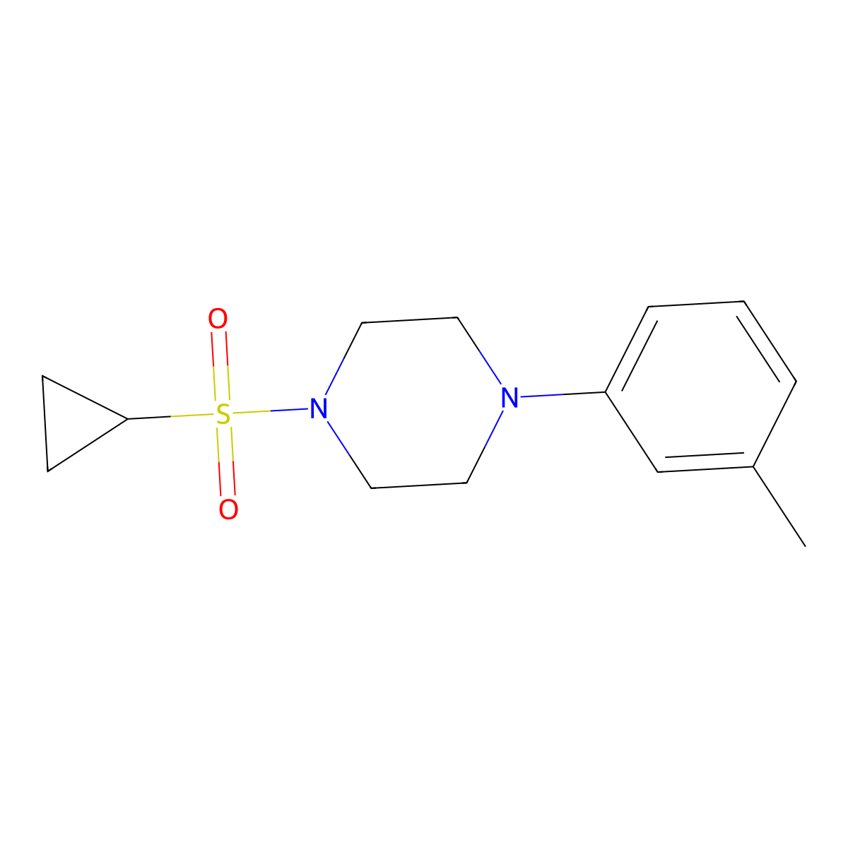 1-(Cyclopropylsulfonyl)-4-(m-tolyl)piperazine molecular structure, CAS 1207056-78-7
