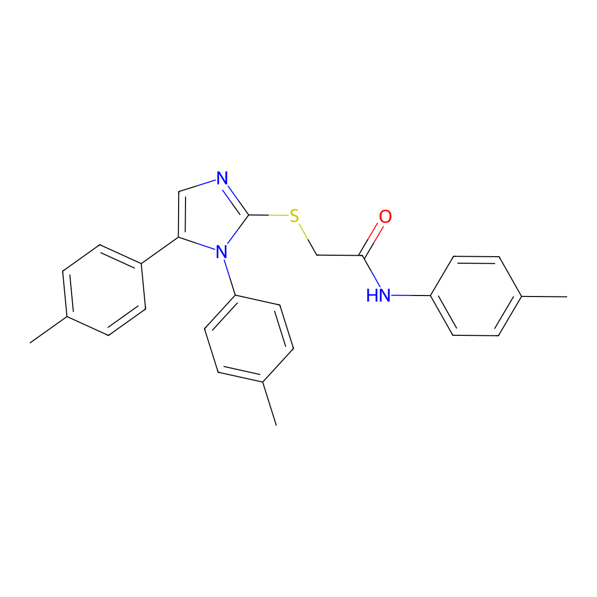 2-((1,5-di-p-tolyl-1H-imidazol-2-yl)thio)-N-(p-tolyl)acetamide molecular structure, CAS 1207056-80-1