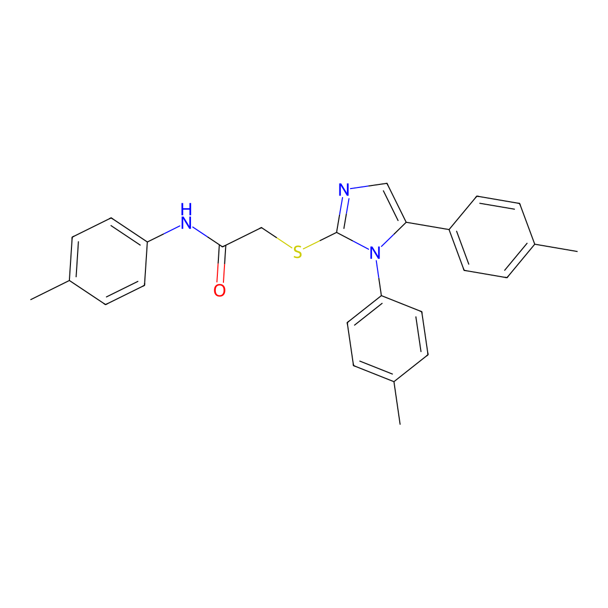 2-((1,5-di-p-tolyl-1H-imidazol-2-yl)thio)-N-(p-tolyl)acetamide molecular structure, CAS 1207056-80-1