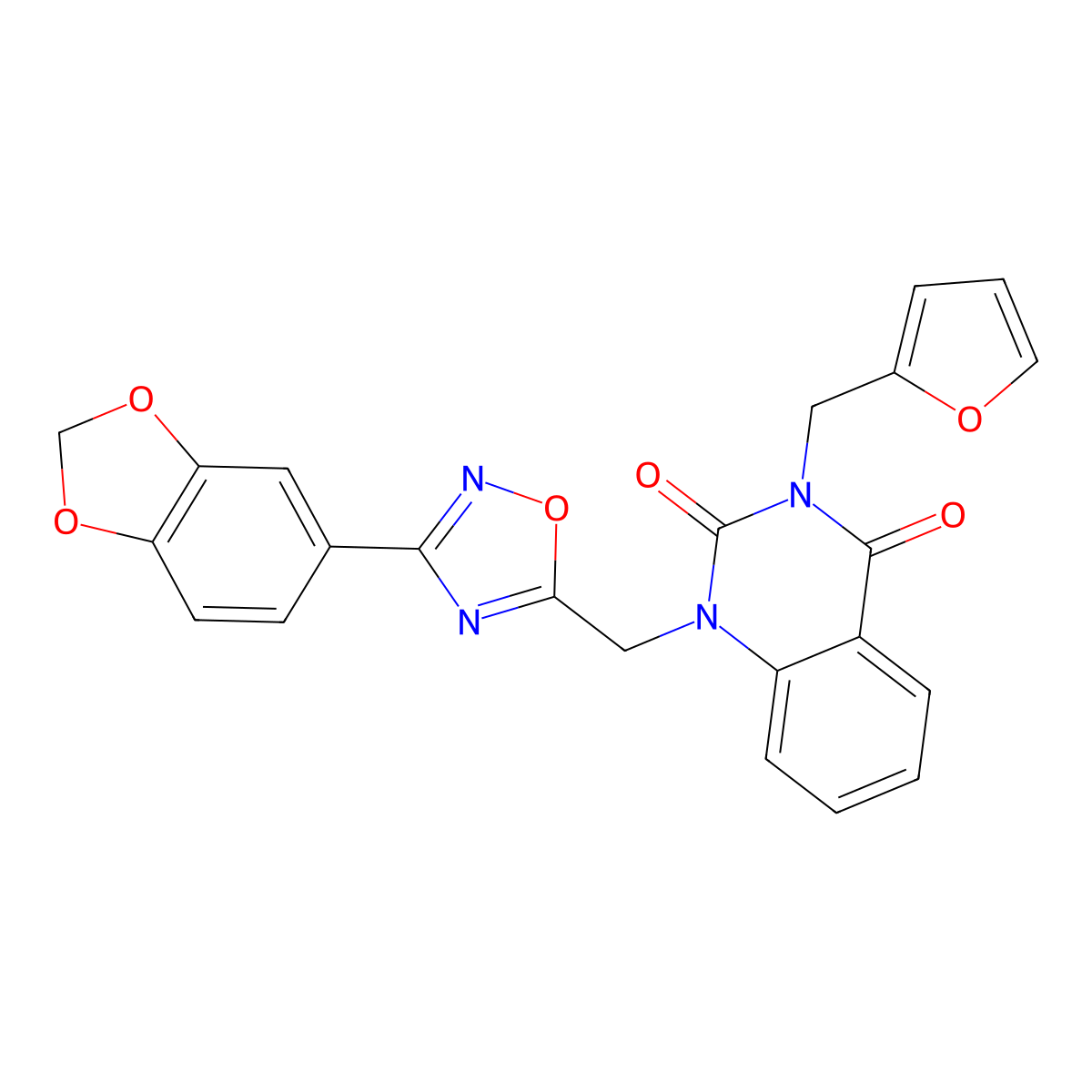 1-((3-(benzo[d][1,3]dioxol-5-yl)-1,2,4-oxadiazol-5-yl)methyl)-3-(furan-2-ylmethyl)quinazoline-2,4(1H,3H)-dione molecular structure, CAS 1207056-82-3
