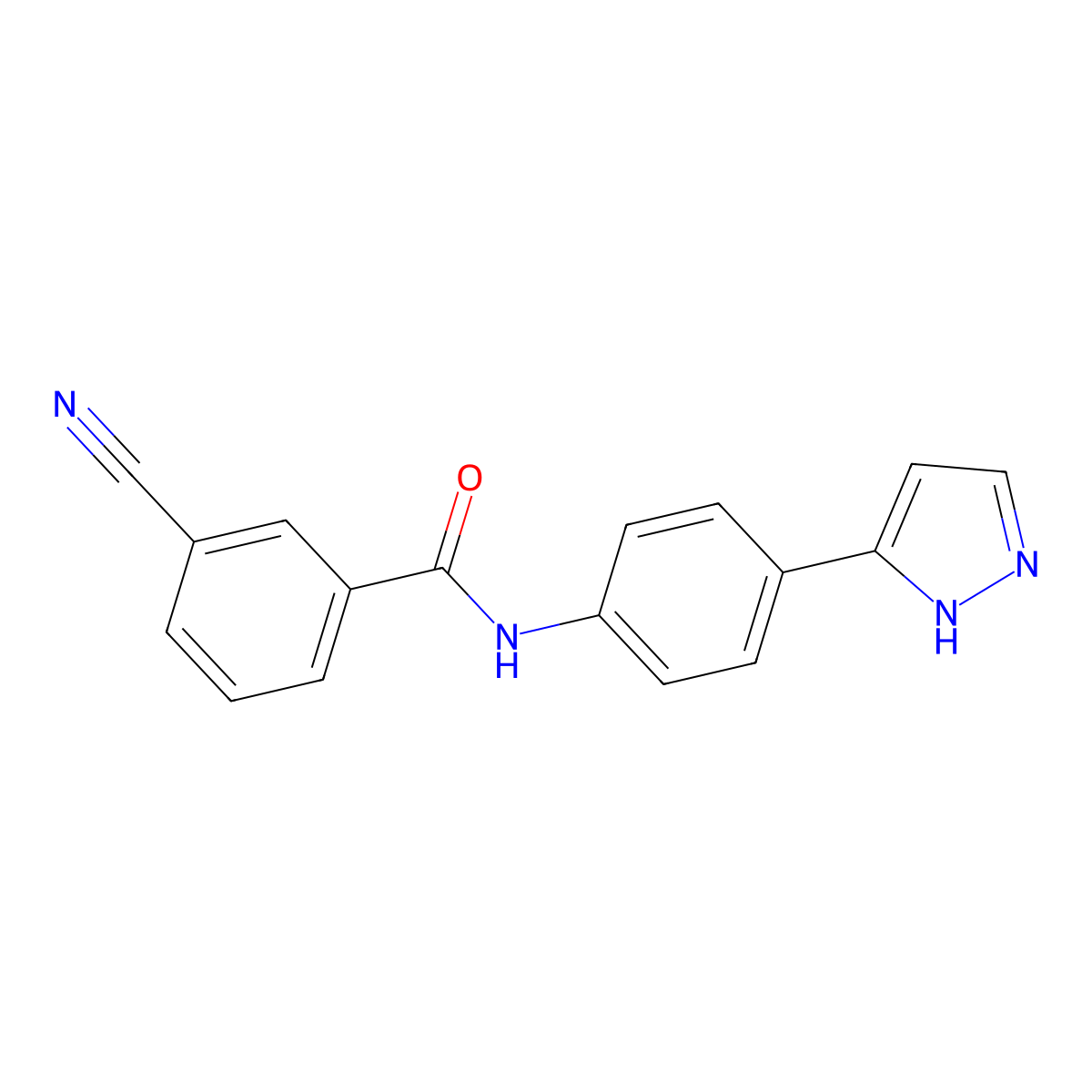 3-cyano-N-[4-(1H-pyrazol-3-yl)phenyl]benzamide molecular structure, CAS 1207056-83-4