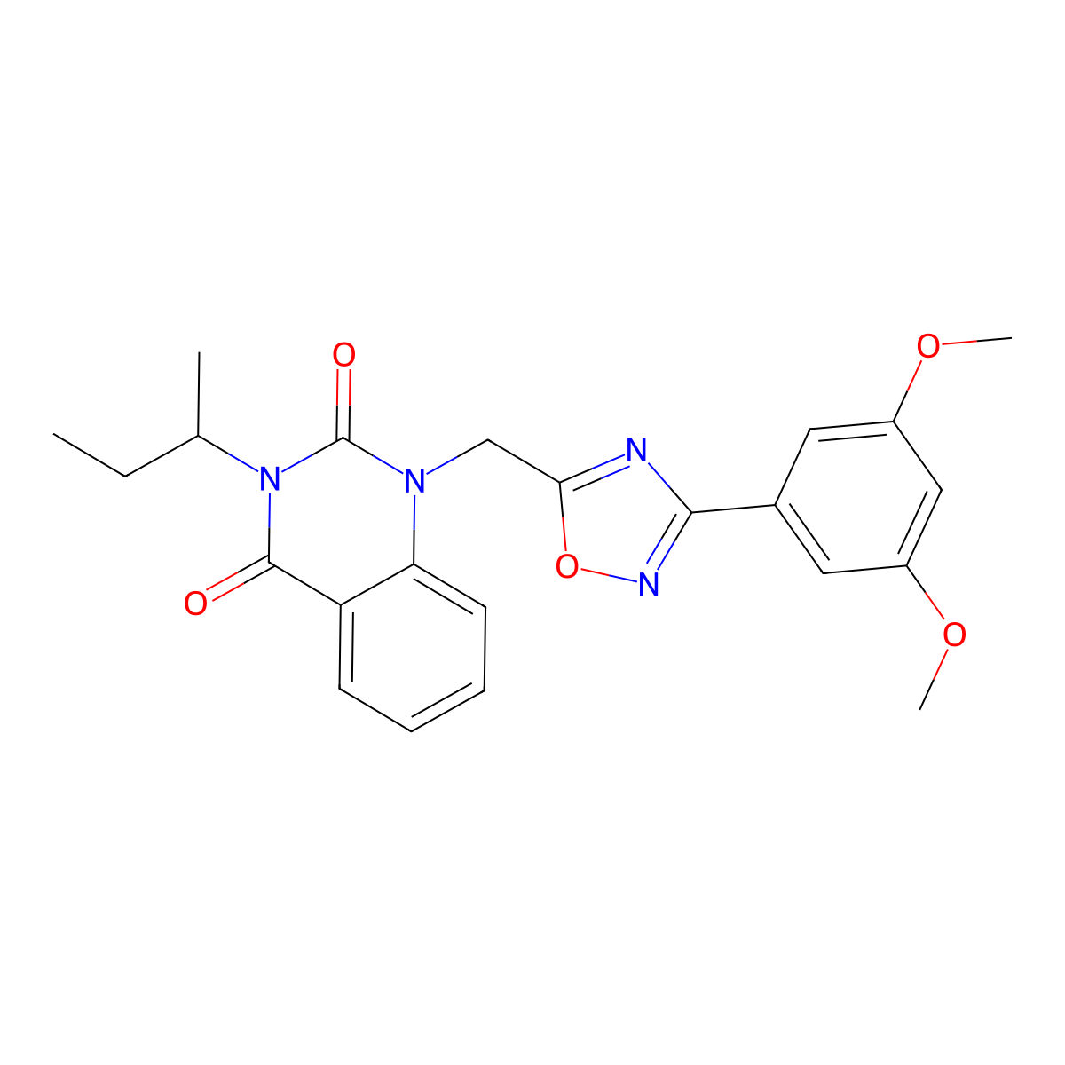 3-(sec-butyl)-1-((3-(3,5-dimethoxyphenyl)-1,2,4-oxadiazol-5-yl)methyl)quinazoline-2,4(1H,3H)-dione molecular structure, CAS 1207056-91-4