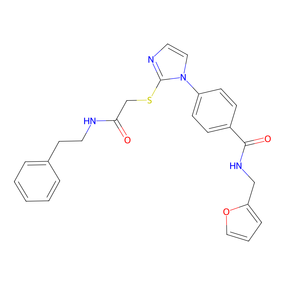 N-[(furan-2-yl)methyl]-4-[2-({[(2-phenylethyl)carbamoyl]methyl}sulfanyl)-1H-imidazol-1-yl]benzamide molecular structure, CAS 1207056-98-1