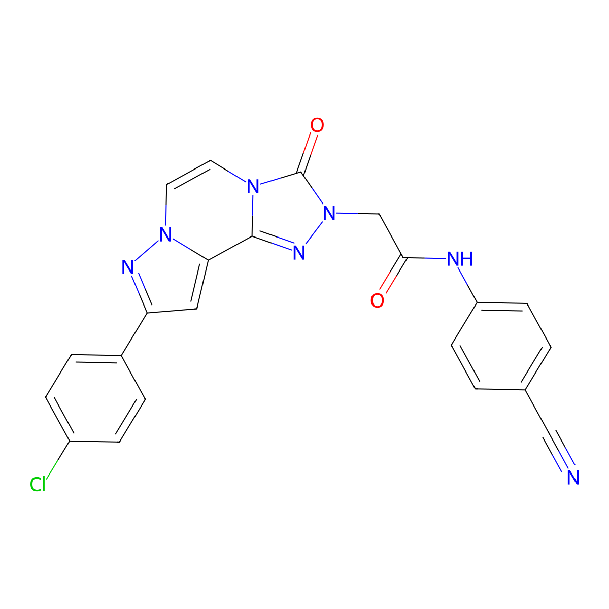 2-(9-(4-chlorophenyl)-3-oxopyrazolo[1,5-a][1,2,4]triazolo[3,4-c]pyrazin-2(3H)-yl)-N-(4-cyanophenyl)acetamide molecular structure, CAS 1207056-99-2