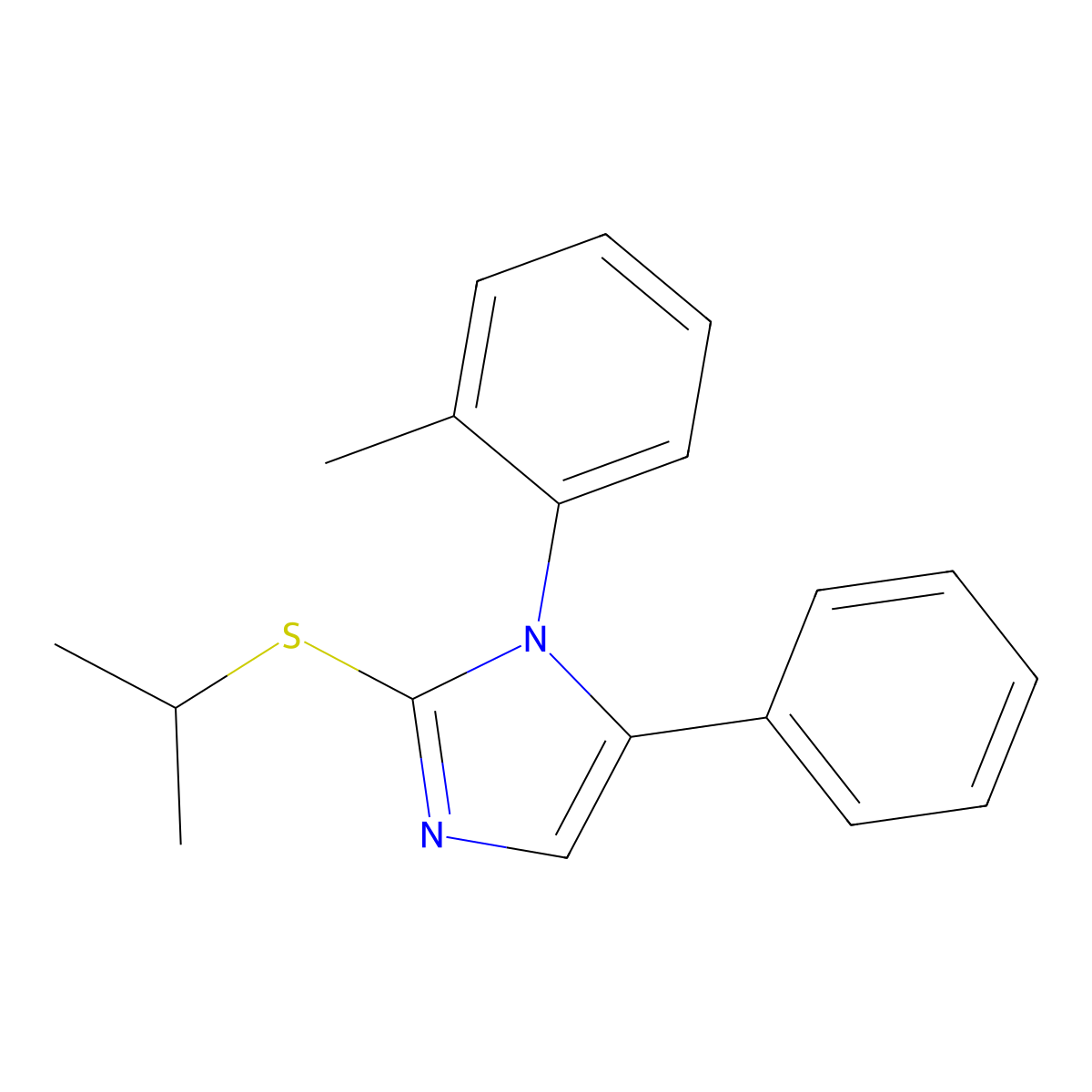2-(isopropylthio)-5-phenyl-1-(o-tolyl)-1H-imidazole molecular structure, CAS 1207057-01-9
