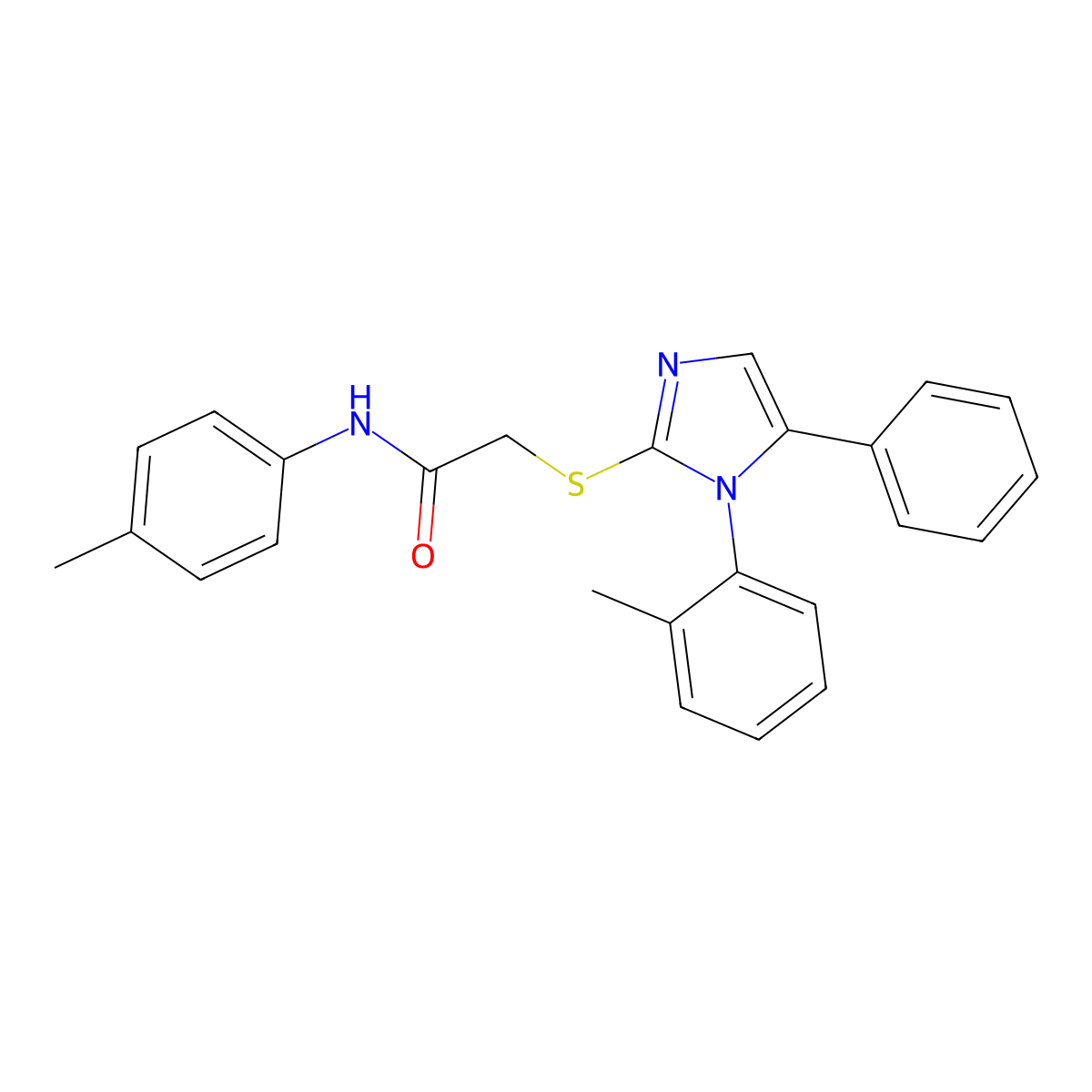 2-((5-phenyl-1-(o-tolyl)-1H-imidazol-2-yl)thio)-N-(p-tolyl)acetamide molecular structure, CAS 1207057-08-6