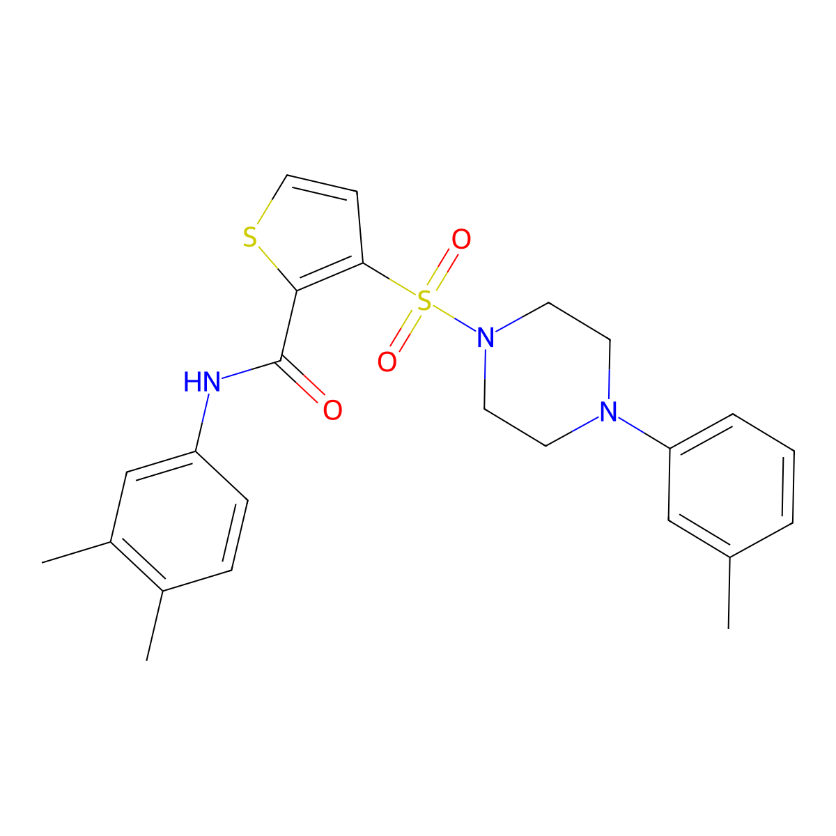N-(3,4-dimethylphenyl)-3-{[4-(3-methylphenyl)piperazin-1-yl]sulfonyl}thiophene-2-carboxamide molecular structure, CAS 1207057-26-8