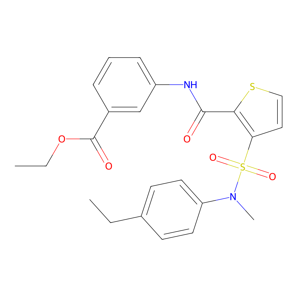 Ethyl 3-{3-[(4-ethylphenyl)(methyl)sulfamoyl]thiophene-2-amido}benzoate molecular structure, CAS 1207057-27-9