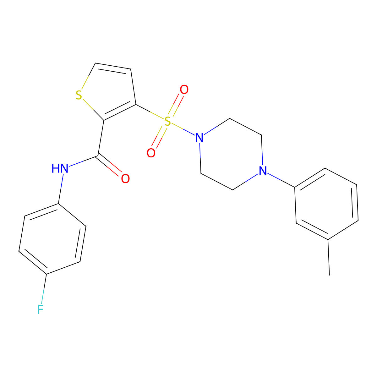 N-(4-fluorophenyl)-3-{[4-(3-methylphenyl)piperazin-1-yl]sulfonyl}thiophene-2-carboxamide molecular structure, CAS 1207057-33-7