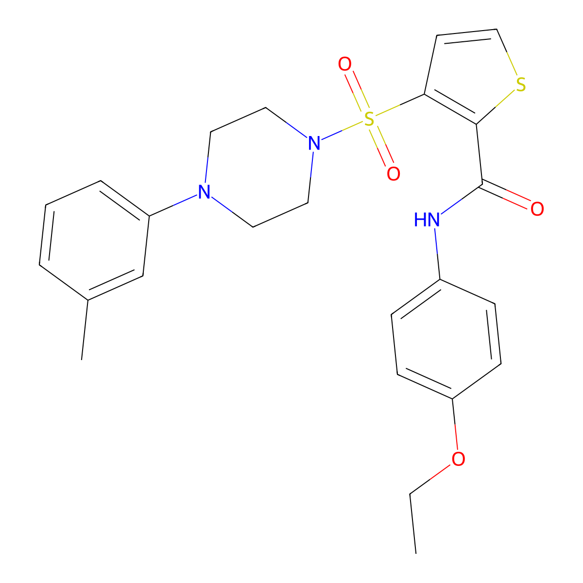 N-(4-ethoxyphenyl)-3-{[4-(3-methylphenyl)piperazin-1-yl]sulfonyl}thiophene-2-carboxamide molecular structure, CAS 1207057-35-9