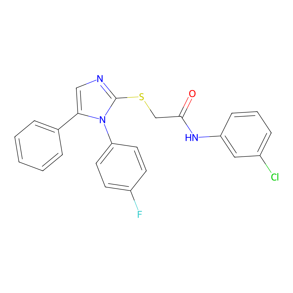 N-(3-chlorophenyl)-2-((1-(4-fluorophenyl)-5-phenyl-1H-imidazol-2-yl)thio)acetamide molecular structure, CAS 1207057-37-1