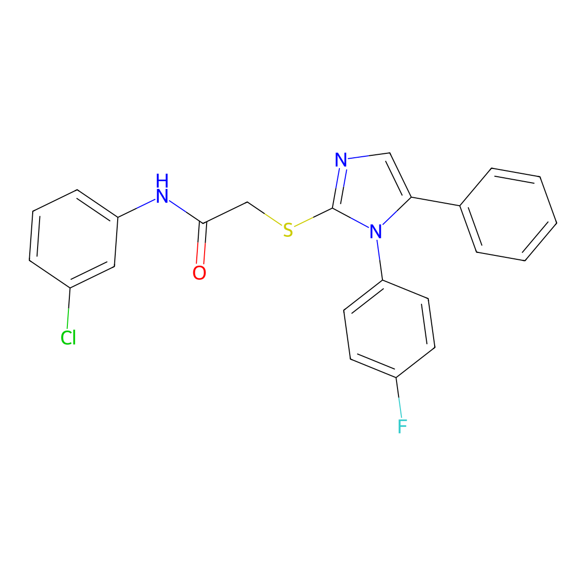N-(3-chlorophenyl)-2-((1-(4-fluorophenyl)-5-phenyl-1H-imidazol-2-yl)thio)acetamide molecular structure, CAS 1207057-37-1
