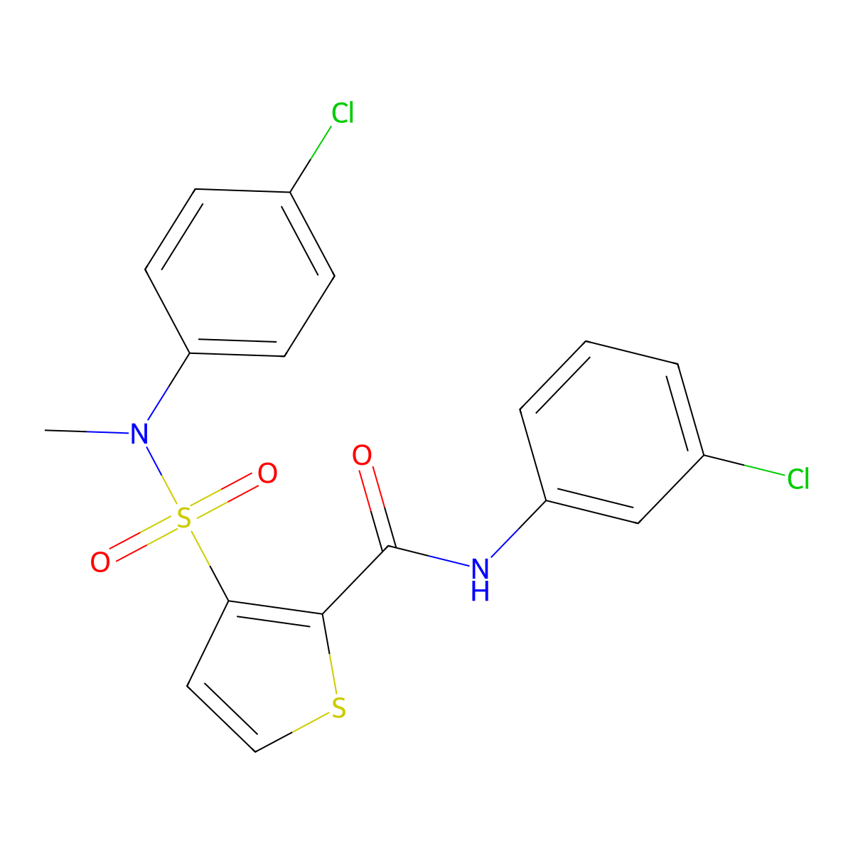 N-(3-chlorophenyl)-3-[(4-chlorophenyl)(methyl)sulfamoyl]thiophene-2-carboxamide molecular structure, CAS 1207057-40-6