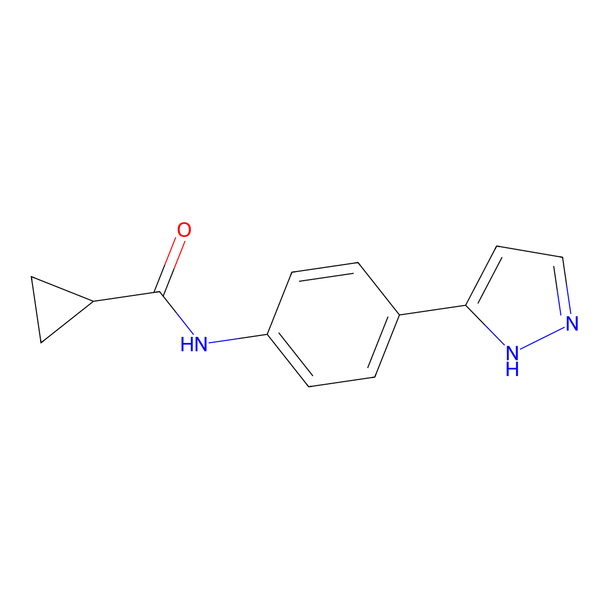 N-[4-(1H-pyrazol-3-yl)phenyl]cyclopropanecarboxamide molecular structure, CAS 1207057-41-7
