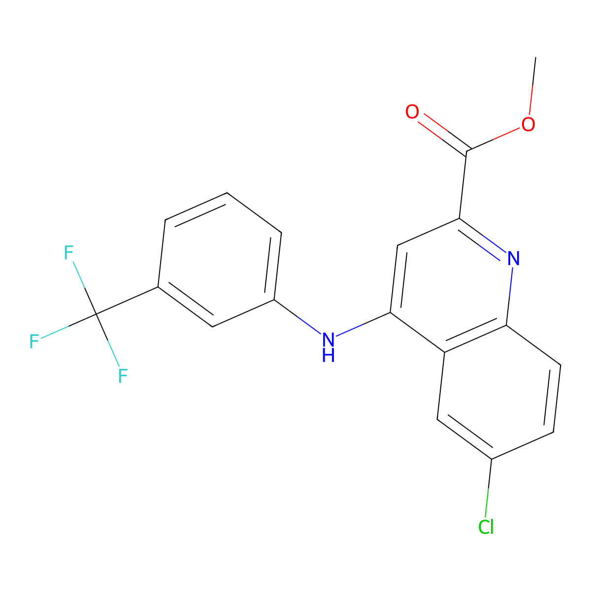 Methyl 6-chloro-4-{[3-(trifluoromethyl)phenyl]amino}quinoline-2-carboxylate molecular structure, CAS 1207057-47-3