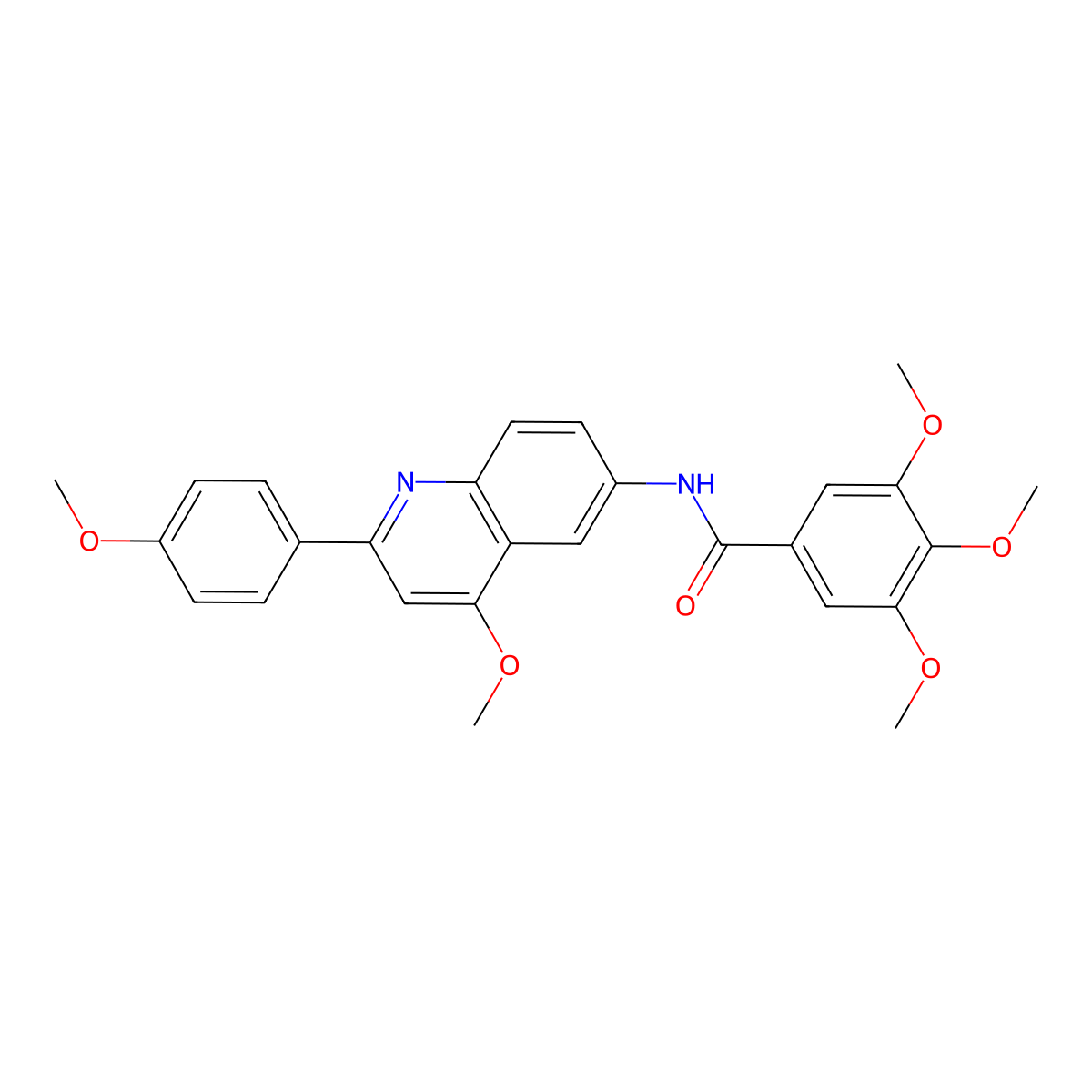 3,4,5-trimethoxy-N-[4-methoxy-2-(4-methoxyphenyl)quinolin-6-yl]benzamide molecular structure, CAS 1207057-56-4