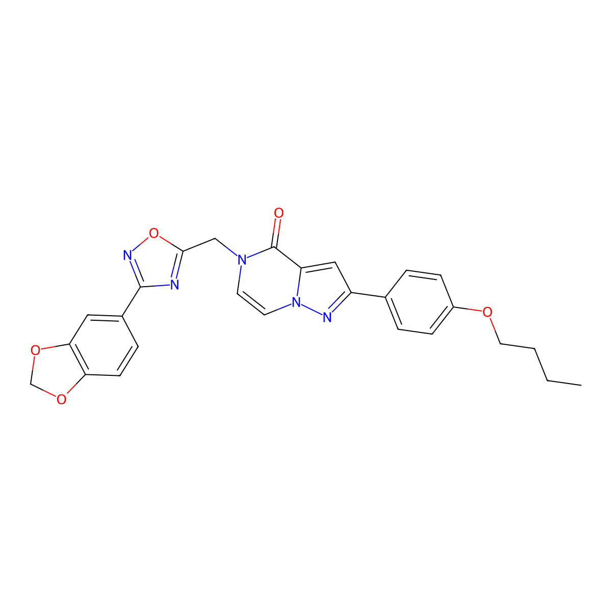 5-{[3-(1,3-benzodioxol-5-yl)-1,2,4-oxadiazol-5-yl]methyl}-2-(4-butoxyphenyl)pyrazolo[1,5-a]pyrazin-4(5H)-one molecular structure, CAS 1207057-58-6