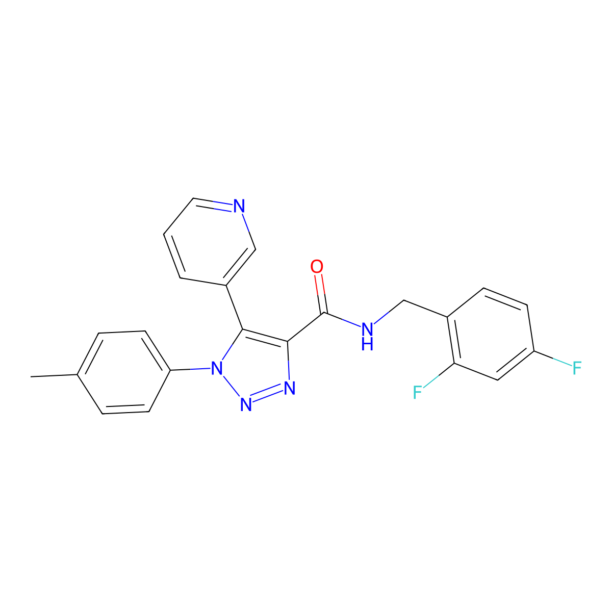 N-(2,4-difluorobenzyl)-5-(pyridin-3-yl)-1-(p-tolyl)-1H-1,2,3-triazole-4-carboxamide molecular structure, CAS 1207057-63-3