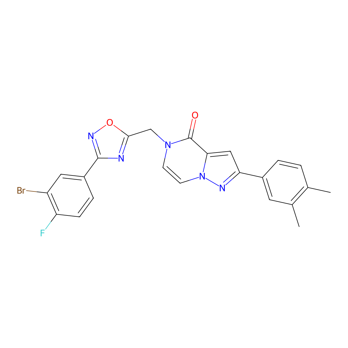 5-((3-(3-bromo-4-fluorophenyl)-1,2,4-oxadiazol-5-yl)methyl)-2-(3,4-dimethylphenyl)pyrazolo[1,5-a]pyrazin-4(5H)-one molecular structure, CAS 1207057-64-4