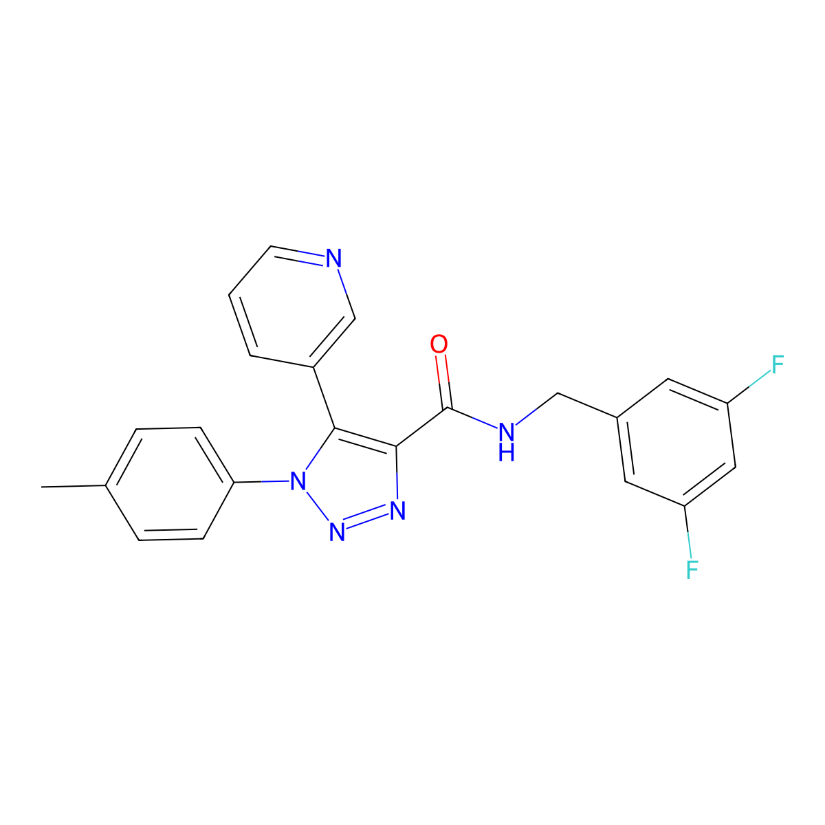 N-(3,5-difluorobenzyl)-5-(pyridin-3-yl)-1-(p-tolyl)-1H-1,2,3-triazole-4-carboxamide molecular structure, CAS 1207057-67-7