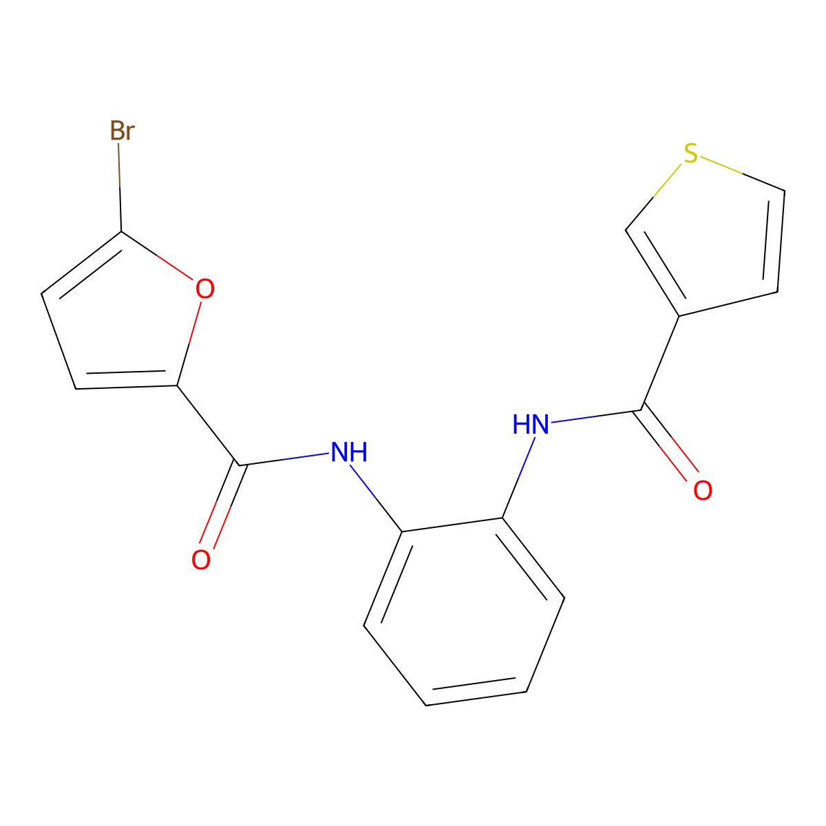 5-bromo-N-(2-(thiophene-3-carboxamido)phenyl)furan-2-carboxamide molecular structure, CAS 1207057-68-8